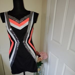 Sequin triangle black dress